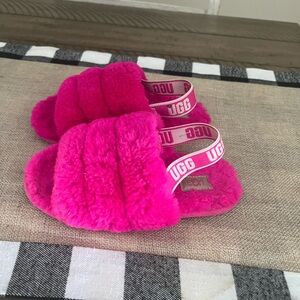 UGG Kids Fuzzy Pink Slippers